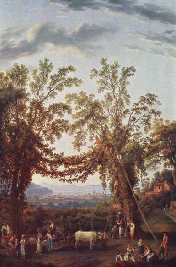 unknow artist Der Herbst: Weinlese und Blick auf Sorrent, den Golf und die Inseln. oil painting image